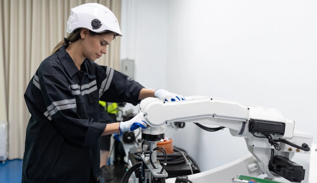 Mulher trabalhando em máquina
